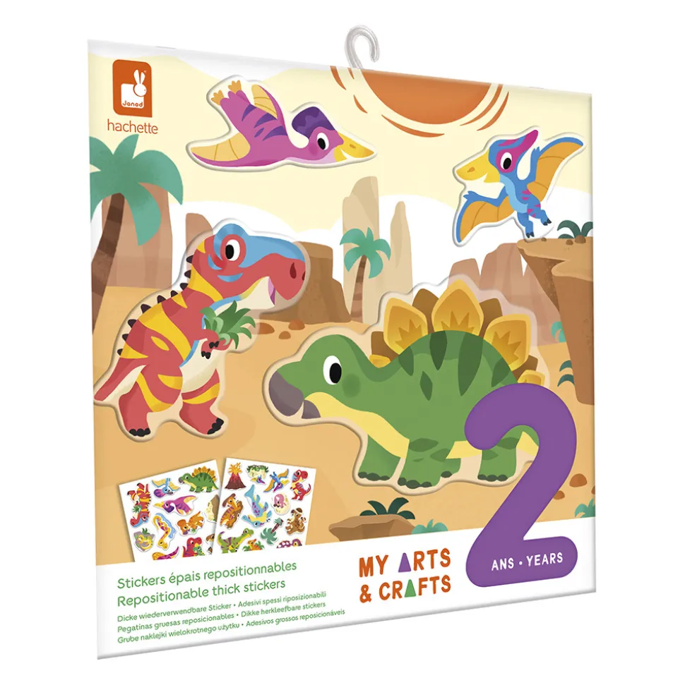 Coffret Créatif Stickers Epais Repositionnables Dinos - 2 ans