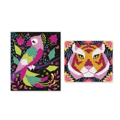 Kit Créatif - Coffret 2 Tableaux Fils Tendus Animaux de la Jungle à Créer