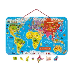Puzzle Carte Monde Magnétique Allemand 92 pièces