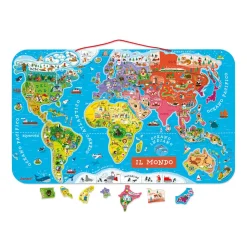 Puzzle Carte Monde Magnétique 92 pièces Italien